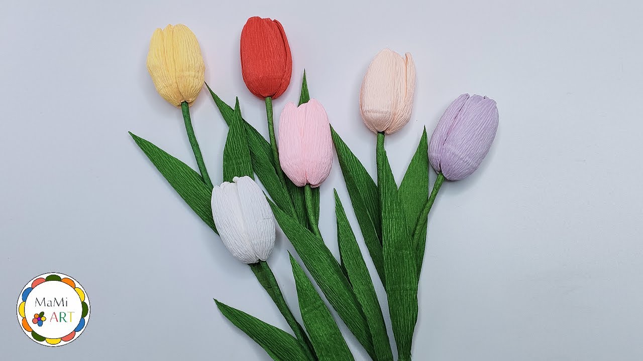 Tulipany  z krepiny  jak żywe , zobacz jak to zrobiłam  ❤️🌹 EASY CREPE PAPER FLOWER ❤️🌹
