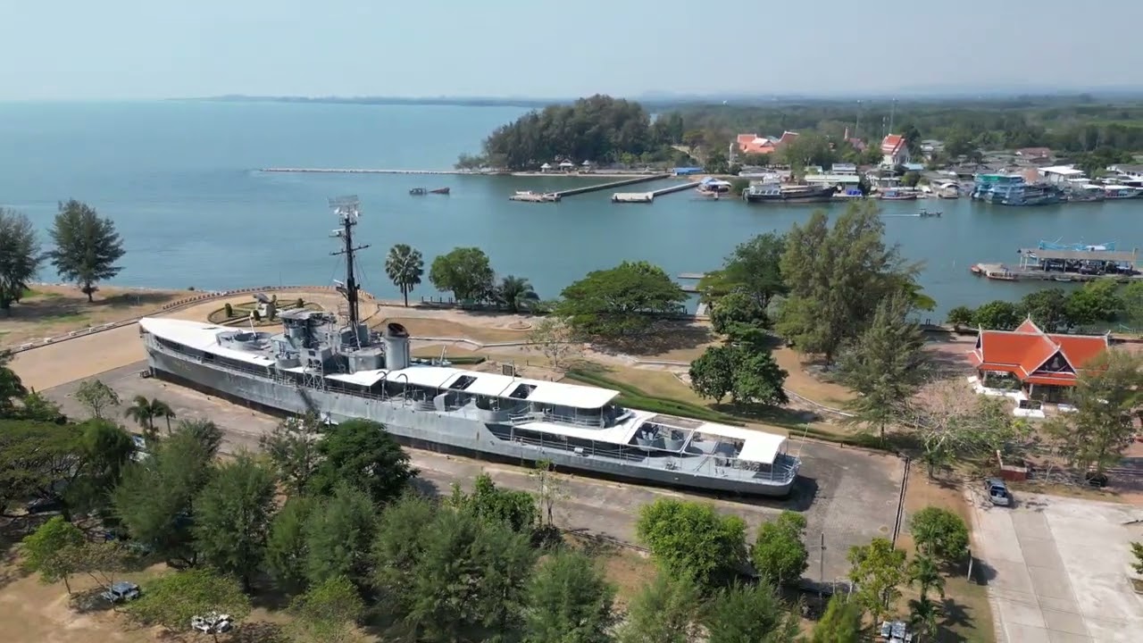 HTMS Prasae Memorial, Rayong, Thailand, 2023 01 24 ( filmed with drone )