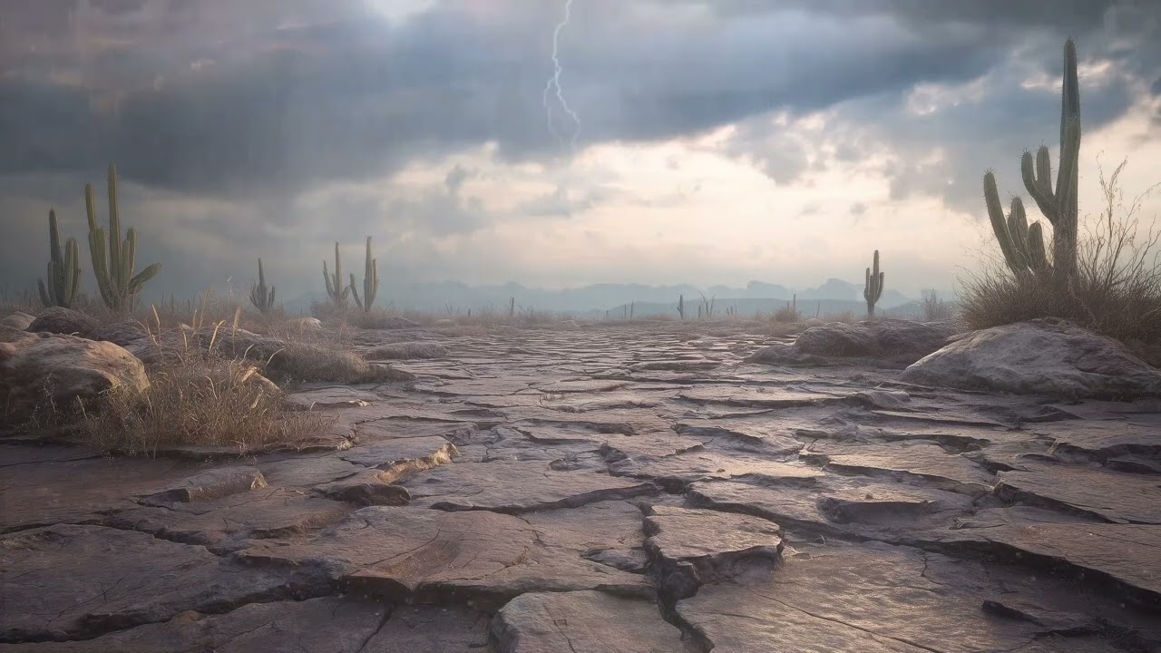 Thunder and Heavy Rain in the Desert | Powerful Storm White Noise for Sleep & Relaxation