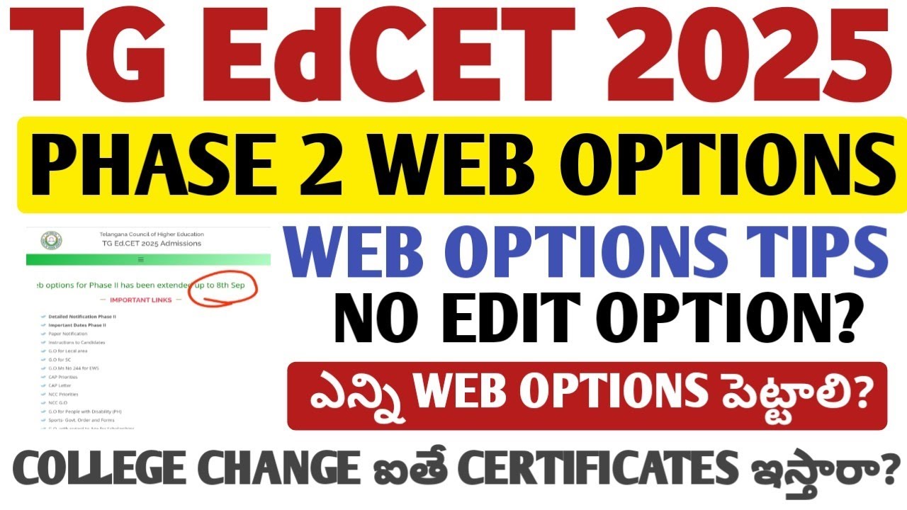 EdCET Phase 2 Web Options Last Date@StudentUpdates247 