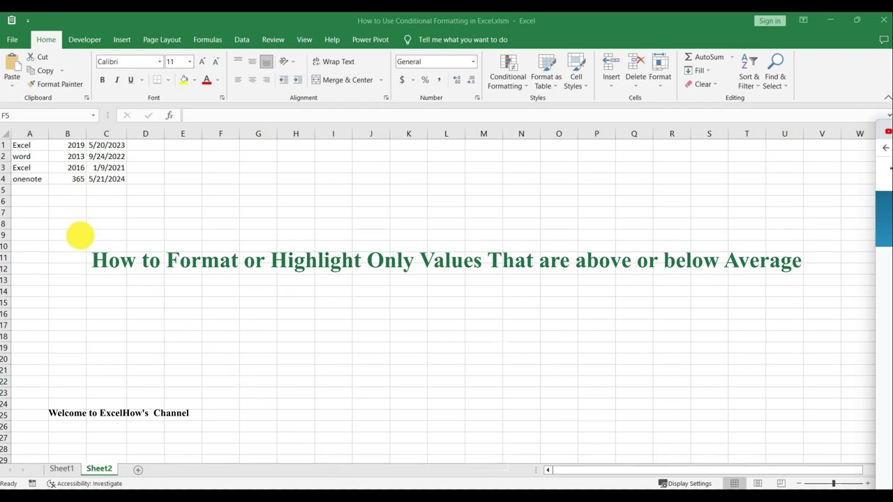 How to Format or Highlight Only Values That are above or below Average
