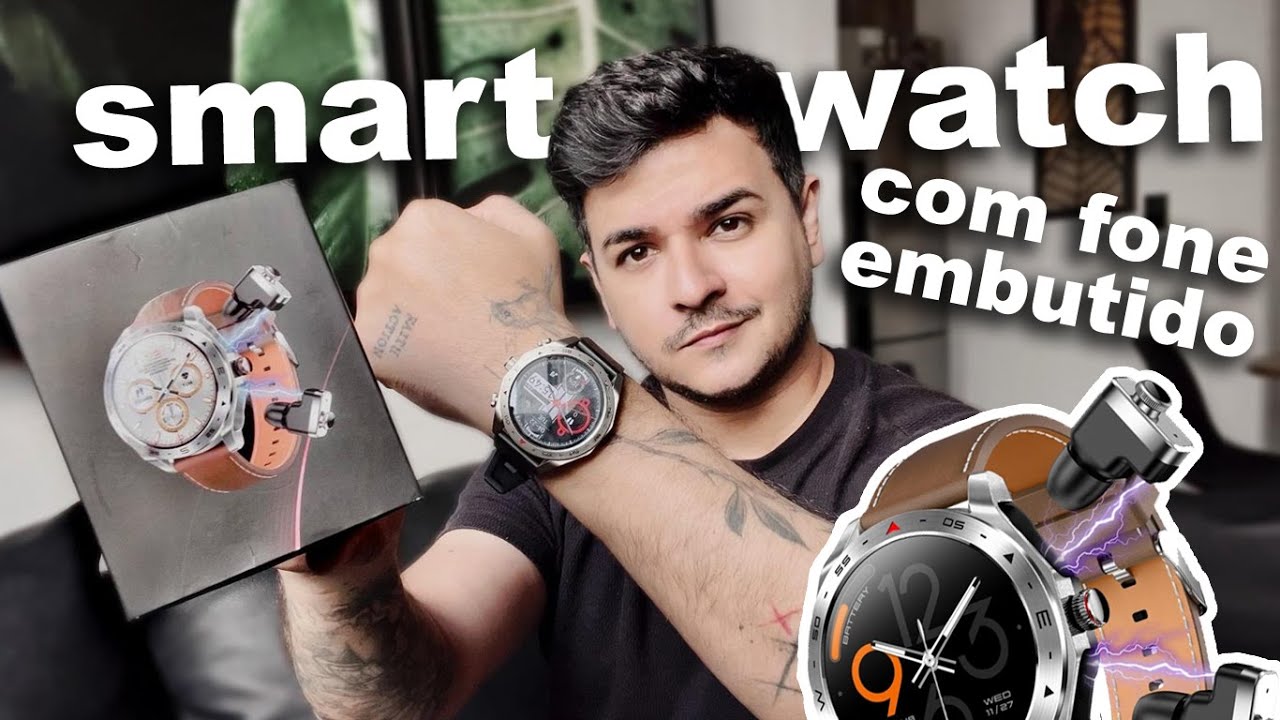 Relógio com Fone embutido? UNBOXING E REVIEW smartwatch T95 2 em 1 TWS - Vlog Ep_44