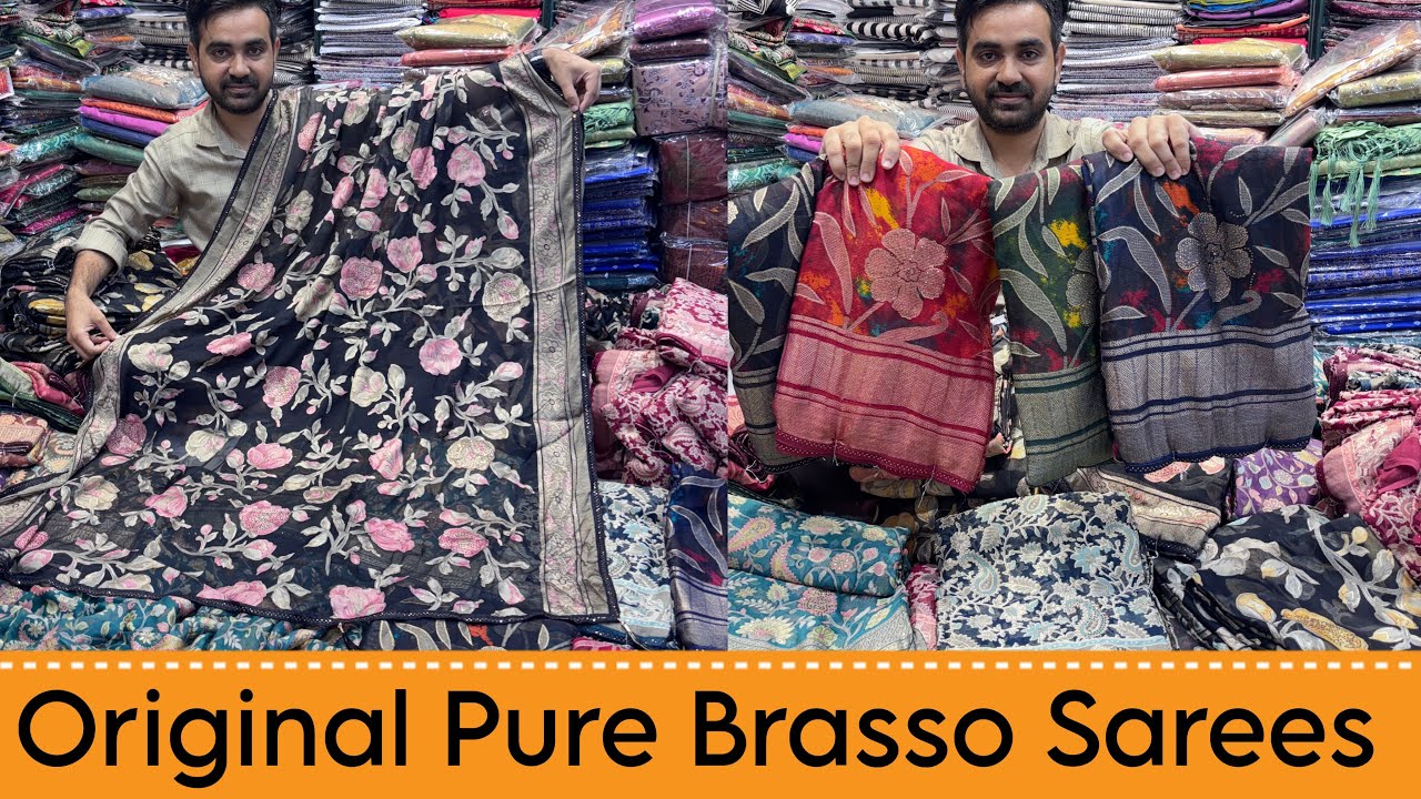 प्योर orginal ब्रासो की फैंसी साड़ियां 💯😍 | Desginer Fancy Brasso Saree Collection | Brasso Sarees