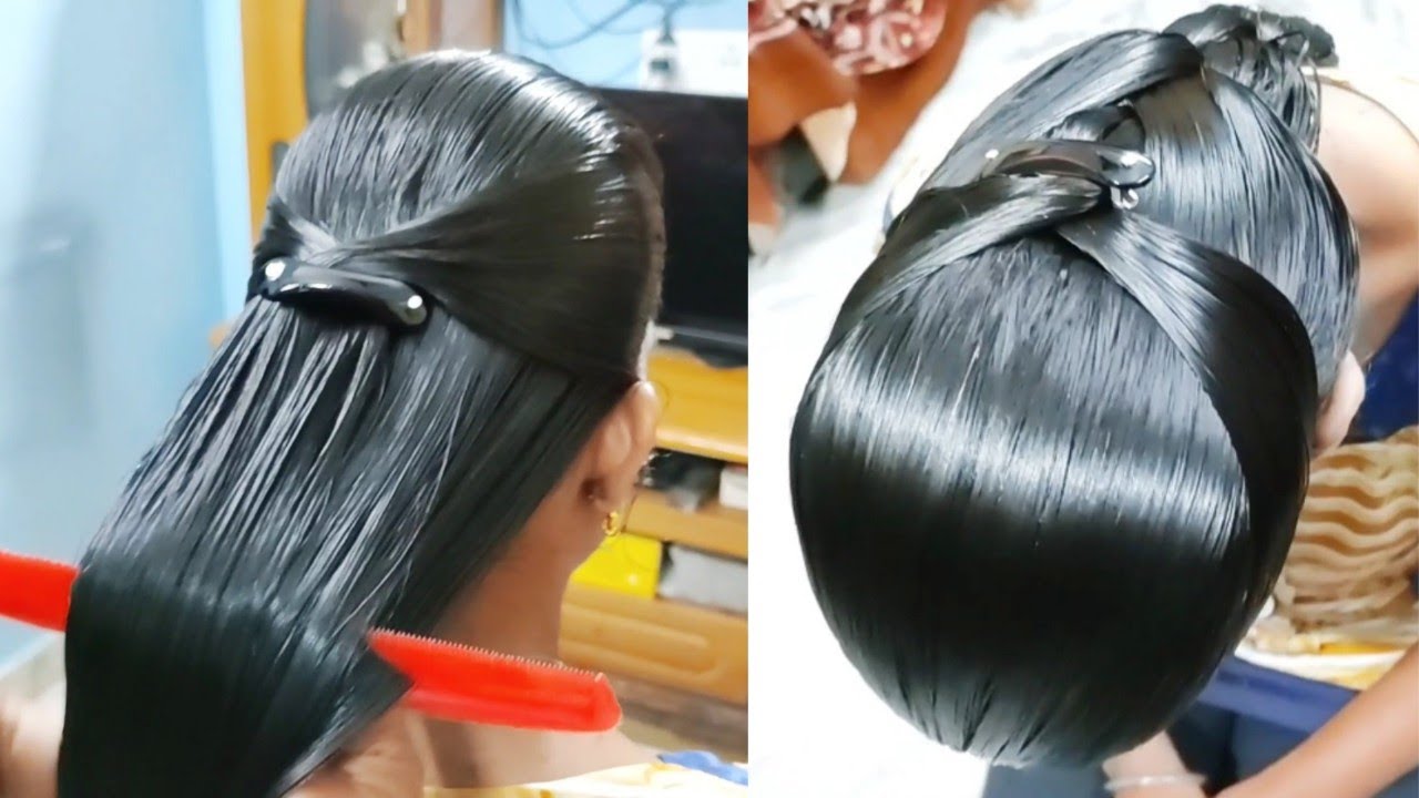 Sleek 4 South Indian Braids and Big Braided Bun in Thick Longhair Oiling /To Buy Wtsap+91 9154004797