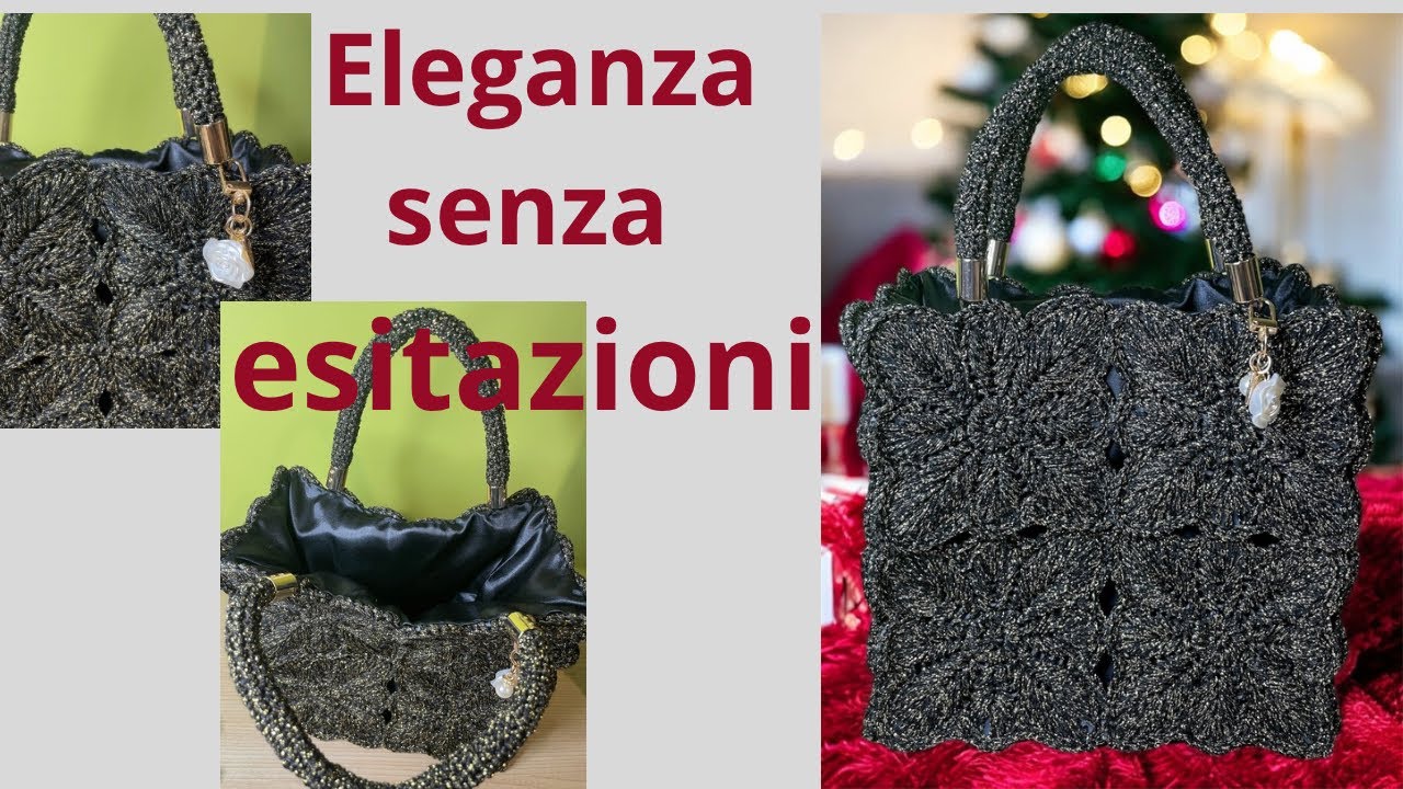 Borsa su canvas Fiore NERO ORO