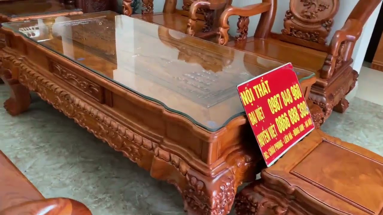 Bàn giao bộ minh đào tay 12 chân 14 gỗ hương đá