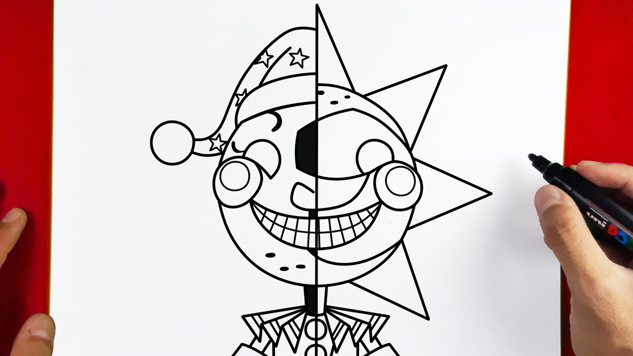 How to Draw SUNDROP vs MOONDROP - Five Nights at Freddy's: Security Breach Two face