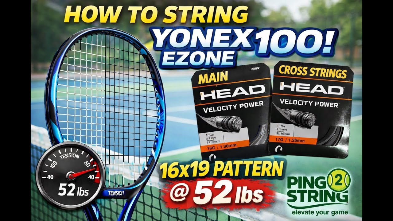 How to String a Yonex EZONE 100 | Tennis Stringing Tutorial | HEAD Velocity Power 16G | 52 lbs