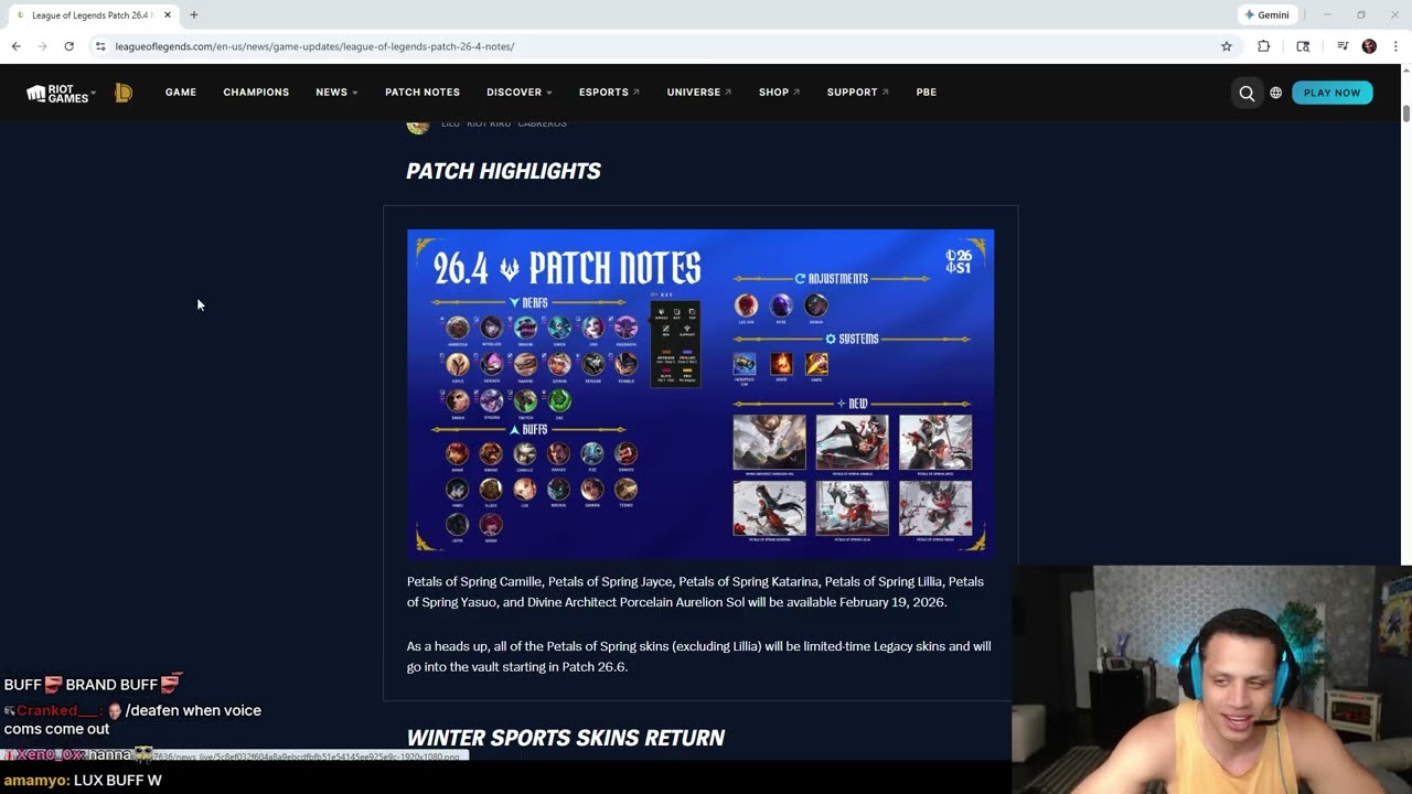Реакция Tyler1 на примечания к патчу 26.4