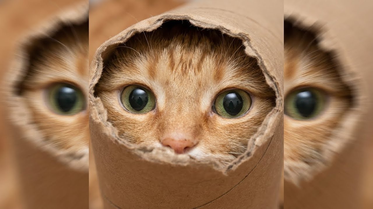 🐟⚡ One cat holds the frame while kittens pull the moment apart 🎢🧶