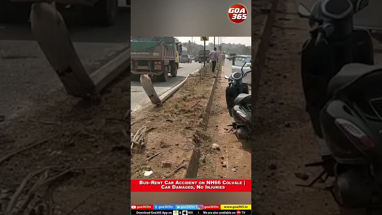 Bus–Rent Car Accident on NH66 Colvale  Car Damaged, No Injuries