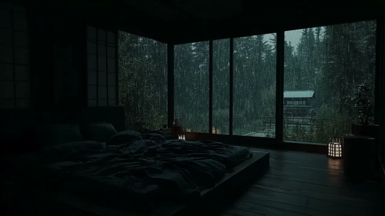Rain Sounds in the Deep Mountains 🌧 (No Ads) | Peaceful Dark Bedroom Atmosphere for Restful Sleep