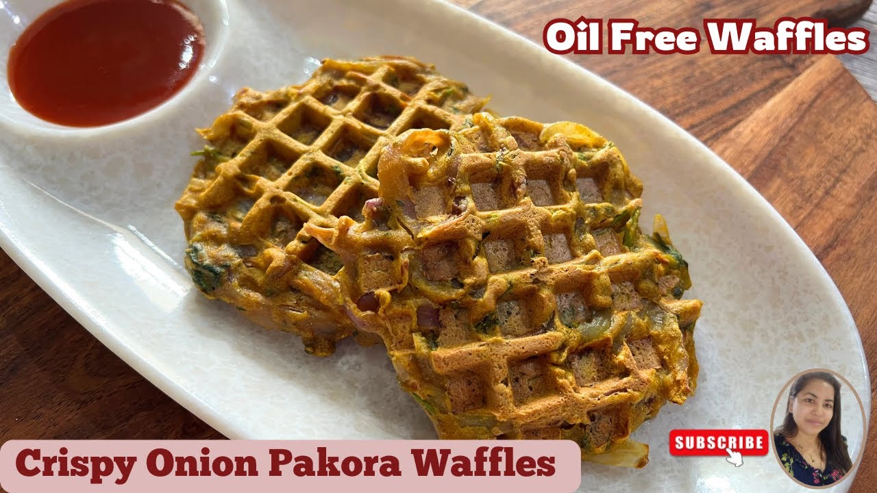 Bhajiya waffles | Pakora waffles | How to make healthy onion pakora | Pyaz Ke Pakore | Kanda Waffles