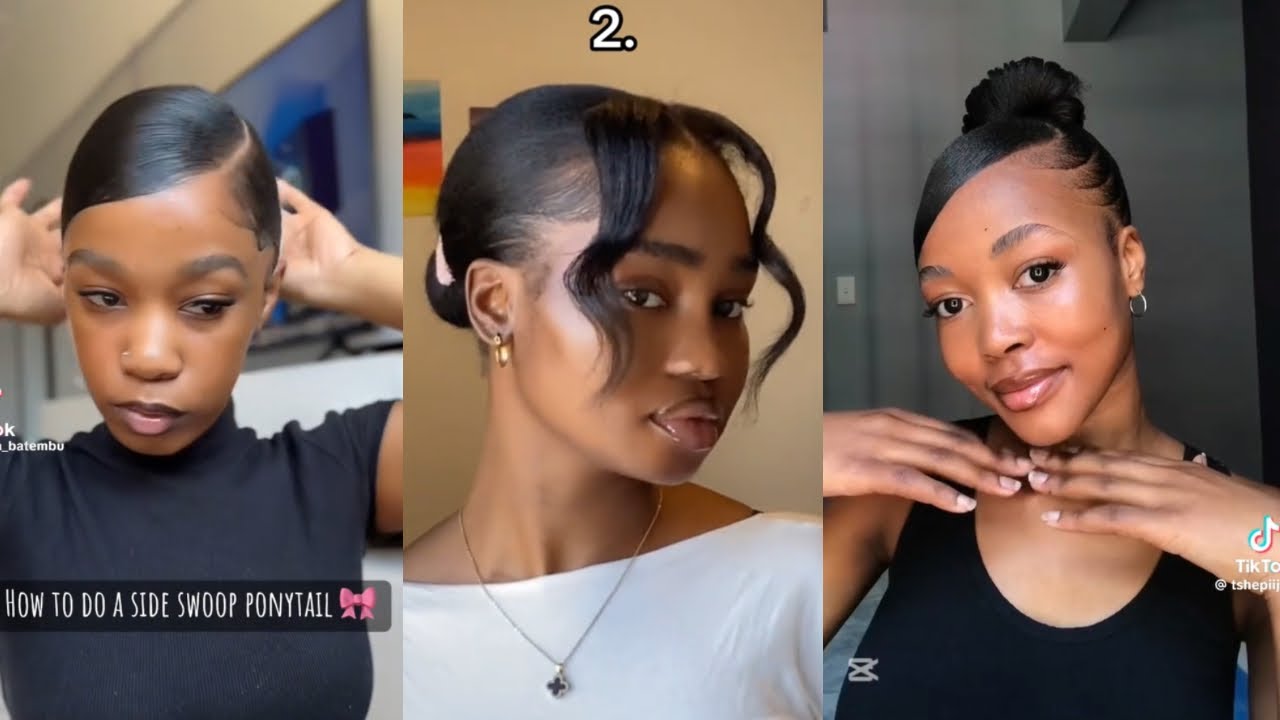 Easy Relaxed hairstyles for black women 🌸 #relaxedhair  #tiktokcompilation #relaxedhairjourney 