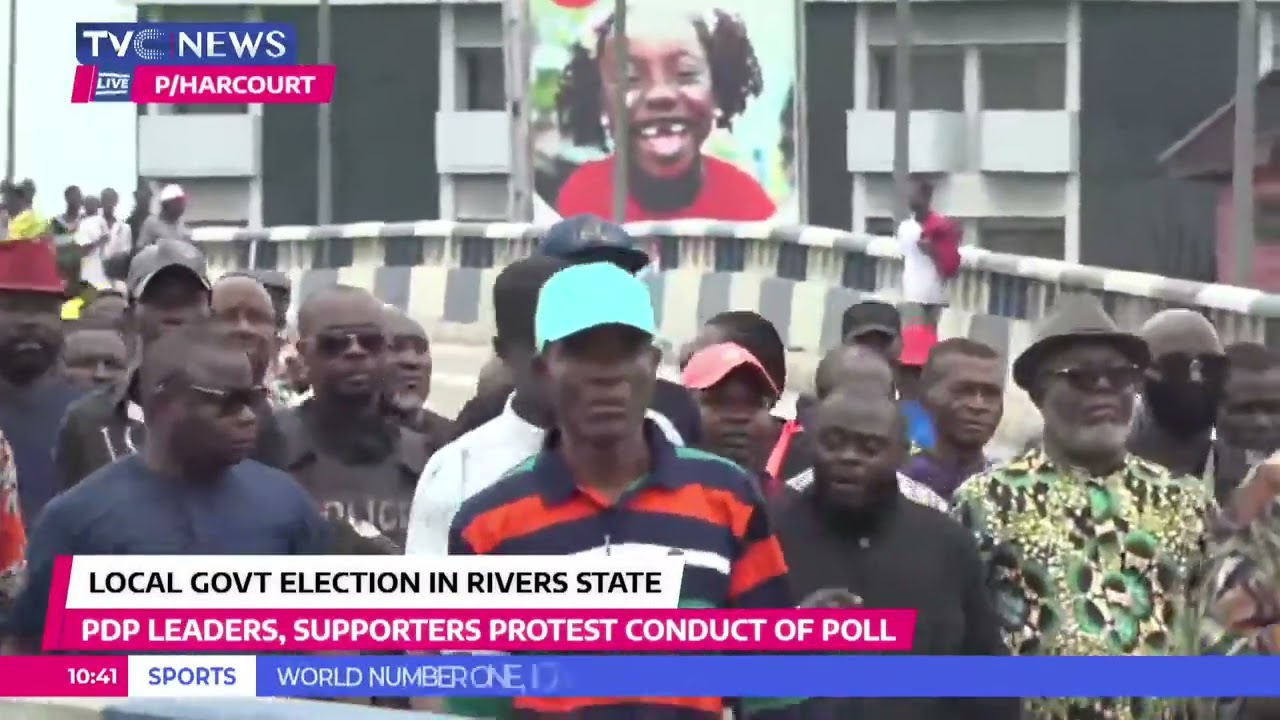 Some PDP Leaders, Supporters Protest At RSIEC Headquarters As Residents Vote In LG Polls