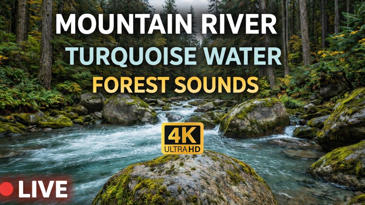 🔴 LIVE Calming River Sounds at Daytime | Natural White Noise