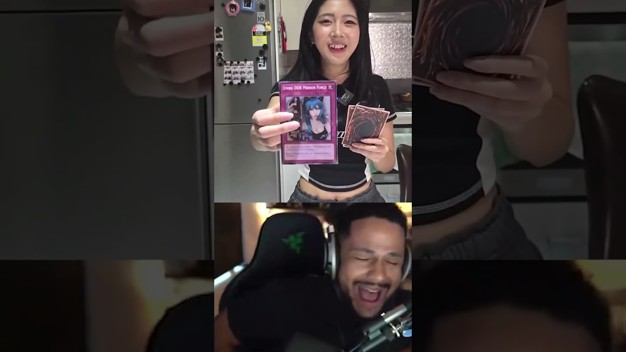 I made  @AsmonTV  and  @Emiru   into Yugioh Cards