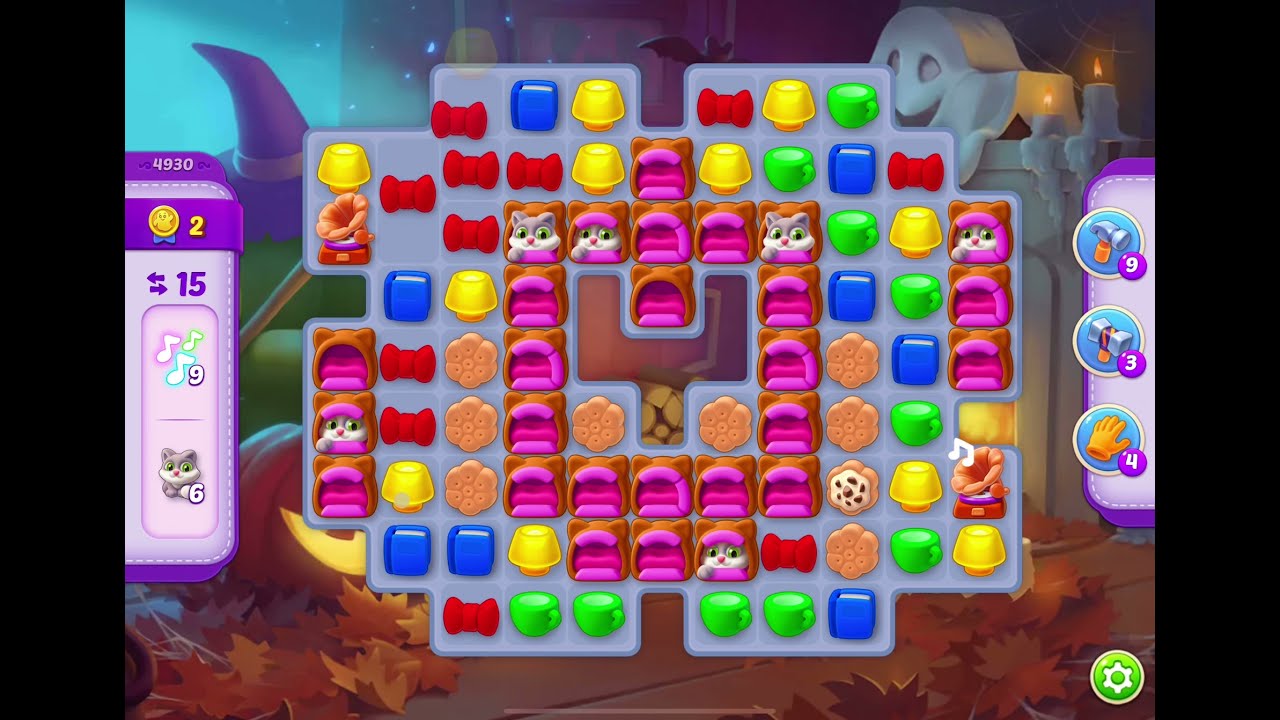HomeScapes Level 4930 no boosters (17 moves)