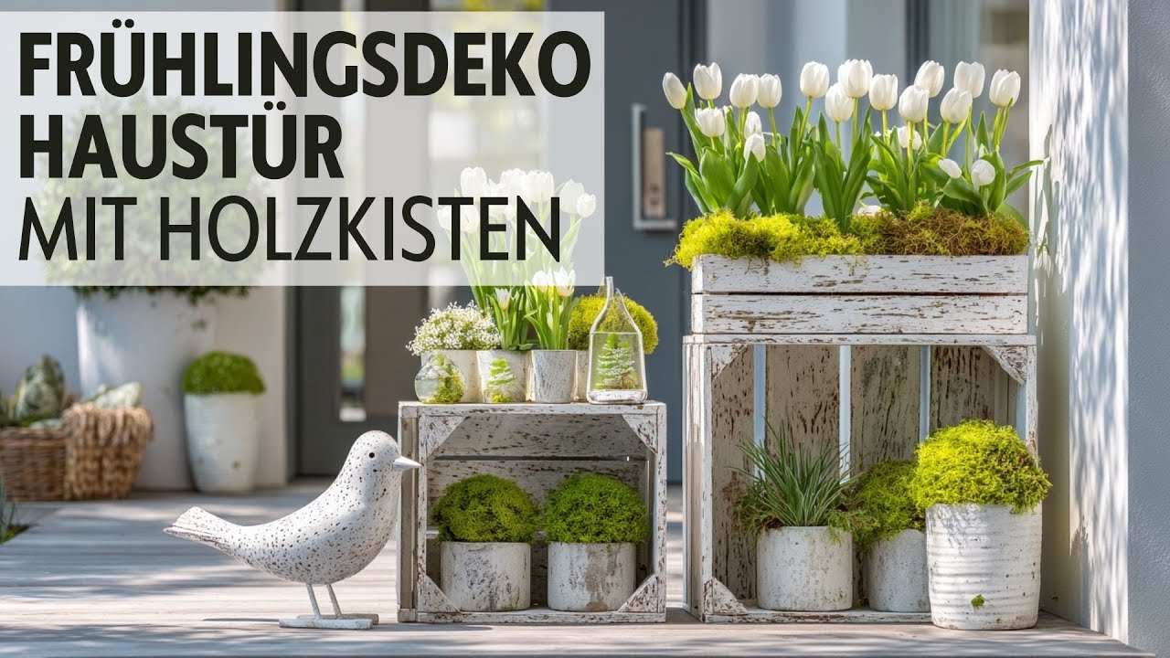 🌷Ländliche Frühlingsdeko vor der Haustür mit Holzkisten🌿