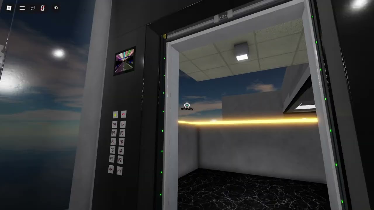 Thyssenkrupp elevator at Infinity Parking Garage Zone B Roblox