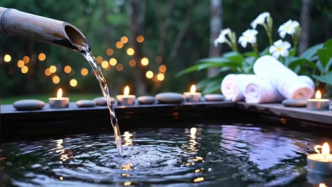Relaxing Music Relieves Stress, Calm Anxiety & Depression 🌿 Peaceful Piano + Bamboo Water Fountain