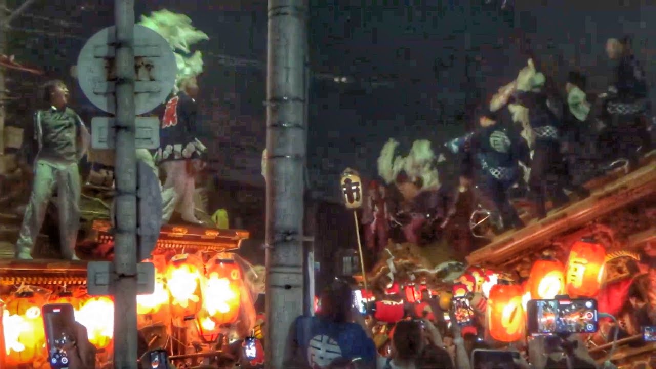 令和7年  大阪市平野区  平野郷夏祭り 12日夜  野南・野東・市町だんじり  九町合同曳行後の三町合同曳行