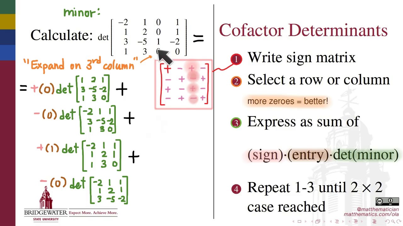 202W.8B Determinants via Cofactor Expansion