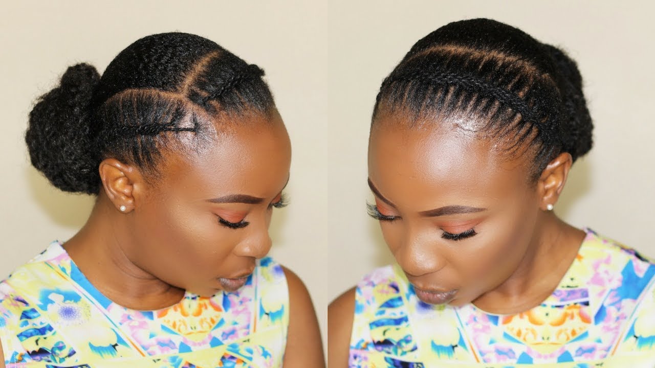 HOW TO |AFRICAN THREADING FLAT TWIST | LOW BUN HAIRSTYLE  FOR SHORT NATURAL HAIR