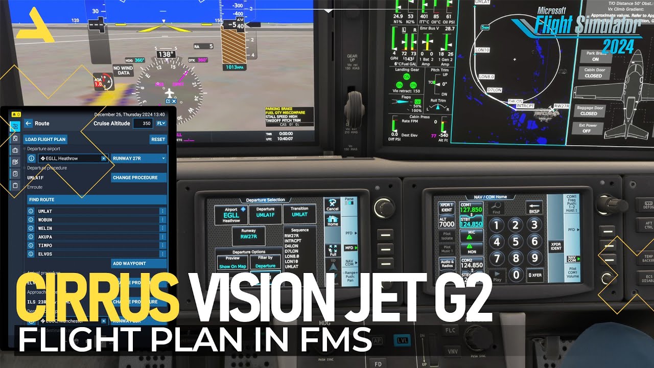 Как ввести план полёта в Cirrus Vision Jet G2 FMS в MSFS 2024 | Руководство для начинающих