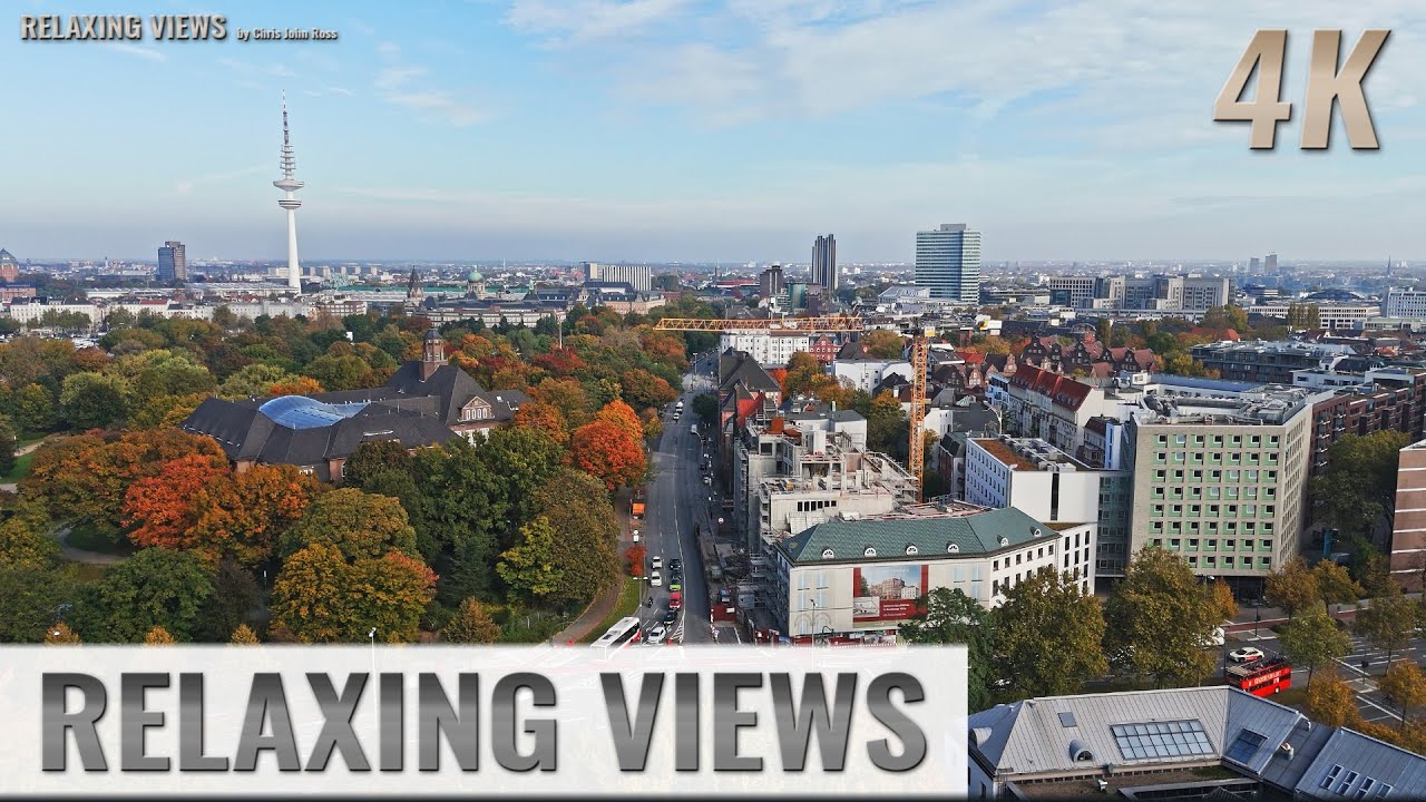 Relaxation Video - Hamburg, Germany - St. Pauli, Neustadt - Alter Elbpark, Wallanlagen - 4K - XL001