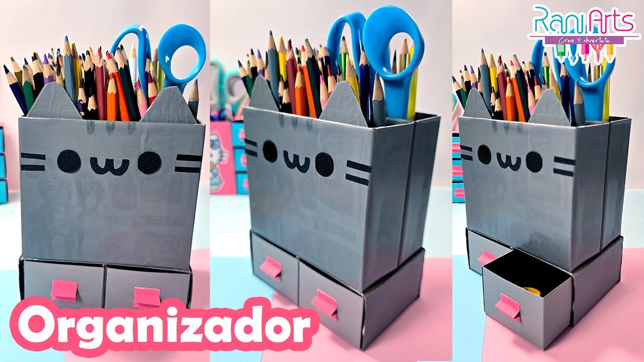 Cómo Hacer un Organizador de Escritorio de Pusheen 🐱📎 | DIY Fácil