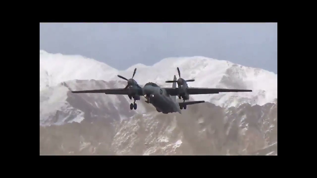 IAF Antonov AN-32 Transport Aircraft taking off from Leh Airport, Ladakh. Indian Air Force