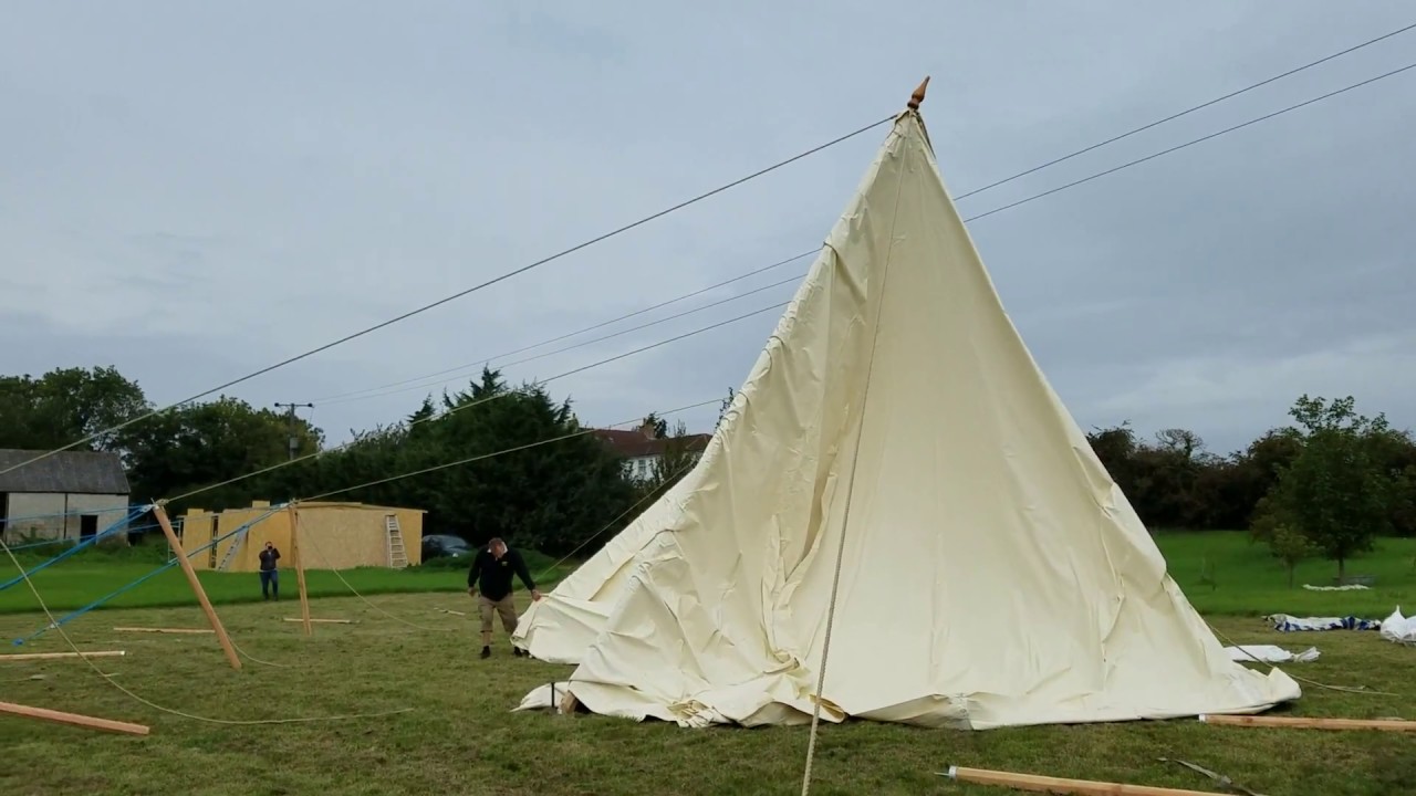 Erecting a push up Pole marquee