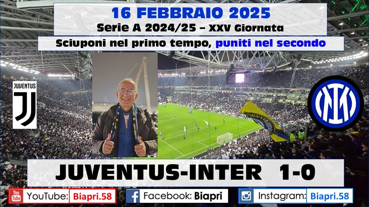 16.2.2025 JUVENTUS-INTER 1-0 **SCIUPONI nel primo tempo, PUNITI nel secondo** (Video Biapri)
