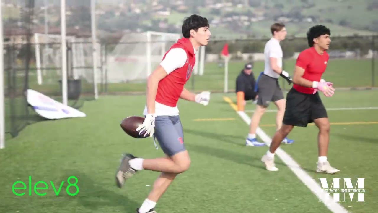 Venom 7on7 Football - High School Red Uniforms - Passing Down - Morgan Hill
