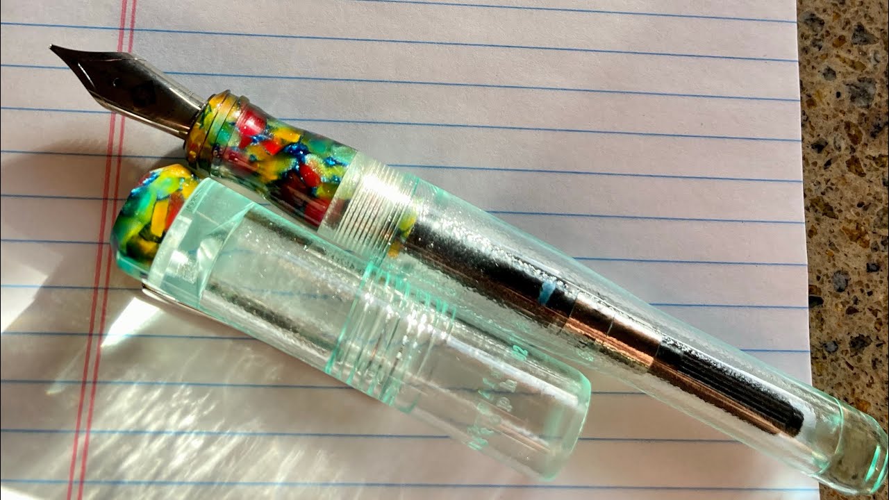 Franklin Christoph Model 02 Antique Glass Cathedral with a Med Italic Nagahara Nib