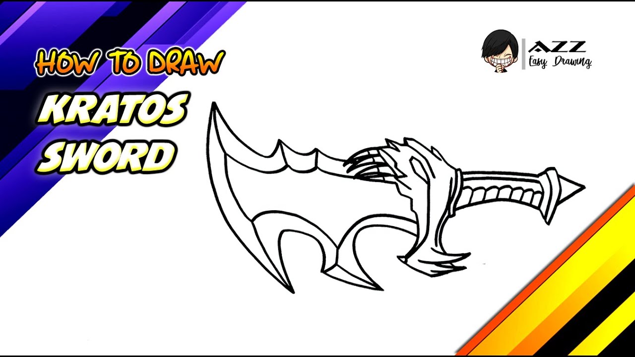 How to draw Kratos Sword step by step