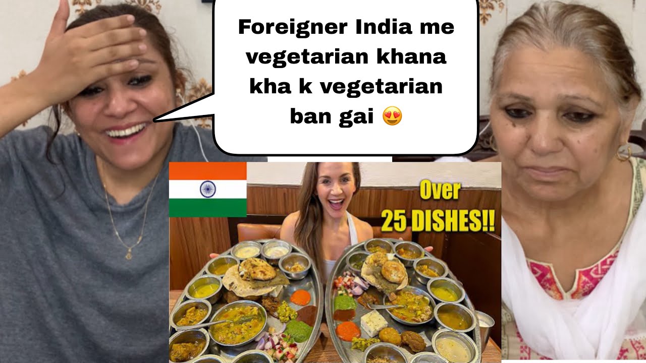 Foreigner Girl Eat Biggest Vegetarian Thali in India || Foreigner non vegetarian girl became veg