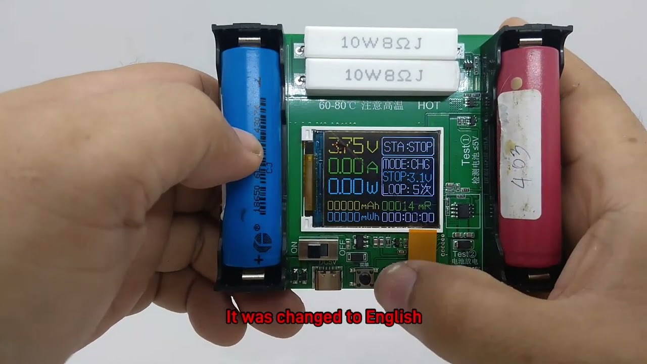 How to channge the interface language for 18650 battery checker?