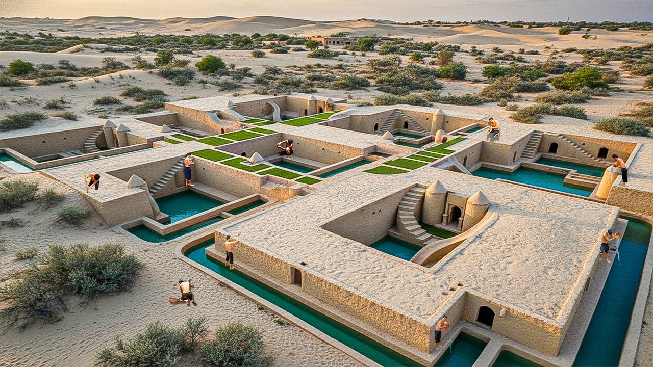 Building a Hidden Underground Waterpark Fortress in the Middle of a Remote Desert Oasis