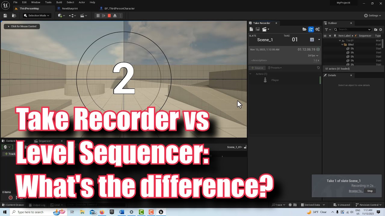 Take Recorder vs. Level Sequencer in Unreal Engine: What's the difference? (see link)