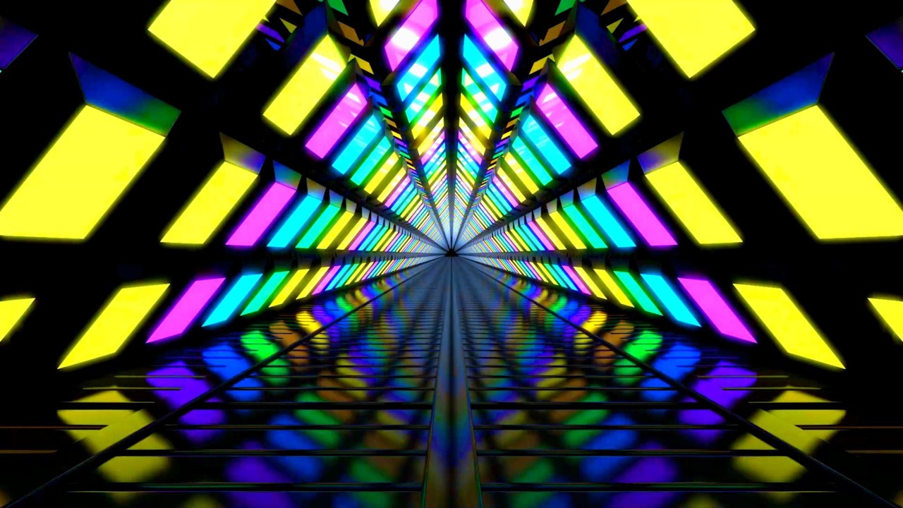 🎬 Mute Vision 4K – Futuristischer Mehrfarbiger Neon-Tunnel mit Hypnotischen Lichtern (Ohne Ton)