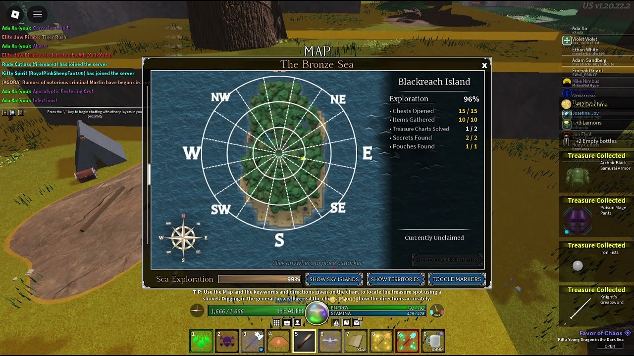 blackreach island a few paces east southeast great height buried in the ground arcane odyssey