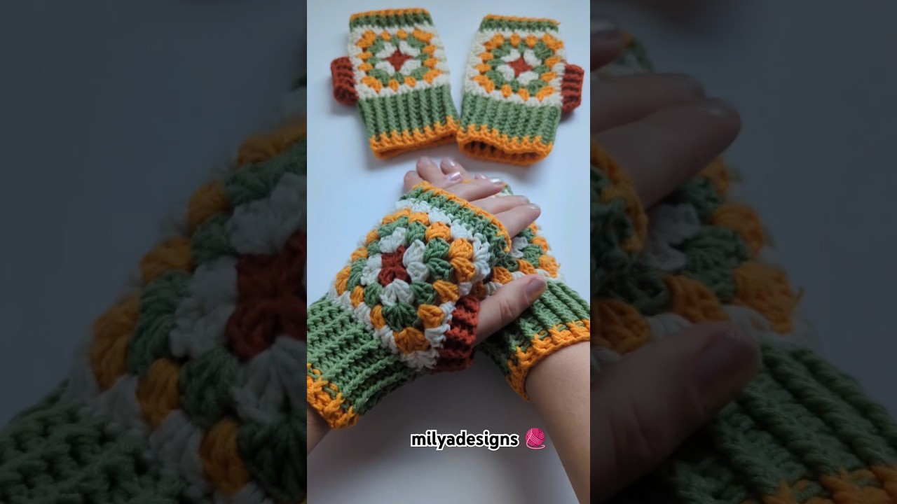Crochet granny squares fingerless gloves /Pattern coming soon