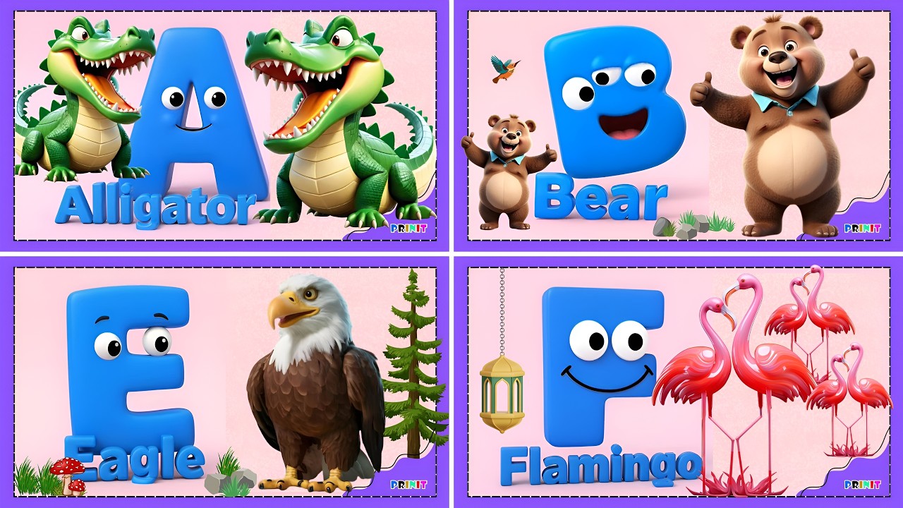 Animals ABCD A to Z | Animal Names for Kids | ABC Animals Learning Video | Preschool & Kindergarten