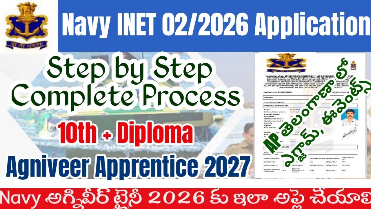 Navy INET 02 2026 Application Online Telugu|How to apply Agniveer Apprentice 2027