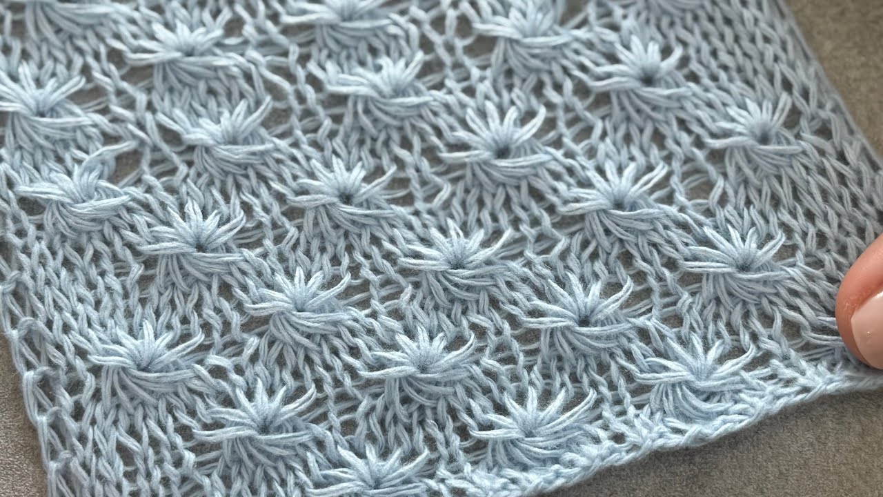 Ажурный воздушный узор спицами | Паутинка спицами Luftiges Spinnennetz-Muster stricken | Netz-Muster