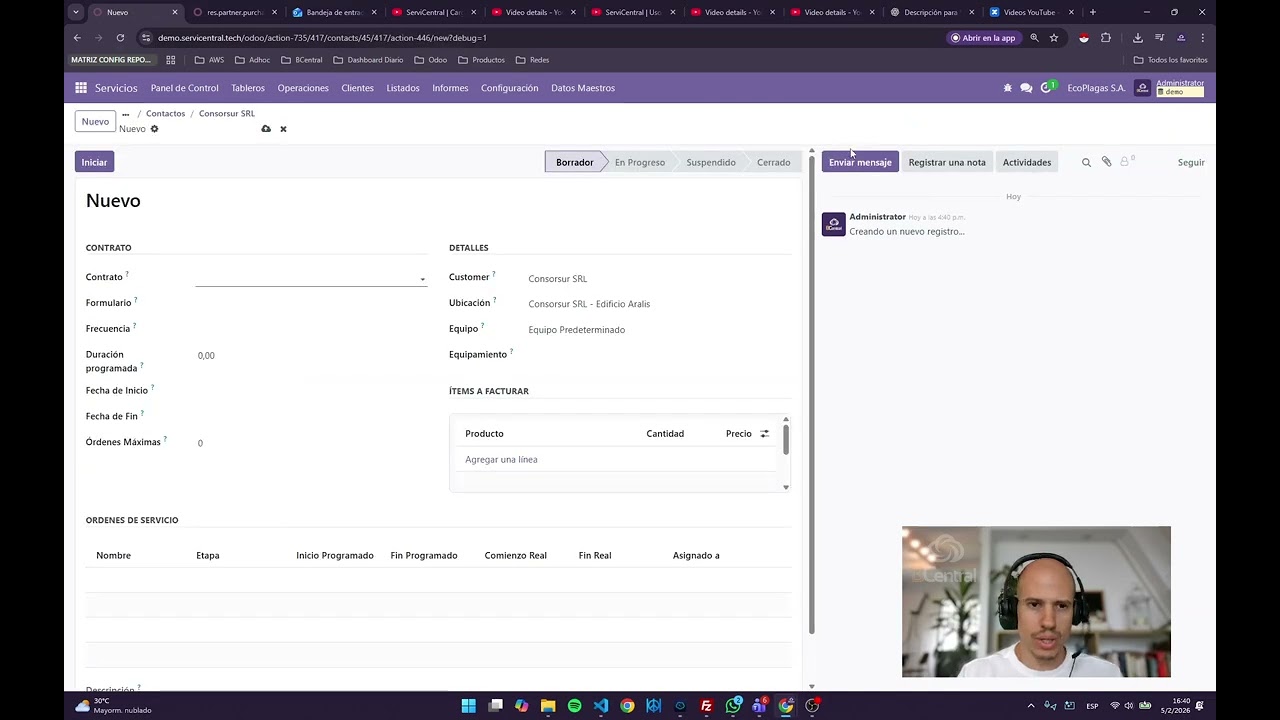 ServiCentral | Carga Rápida de Servicios y Contratos Recurrentes — Capacitación para Coord. y Admin.
