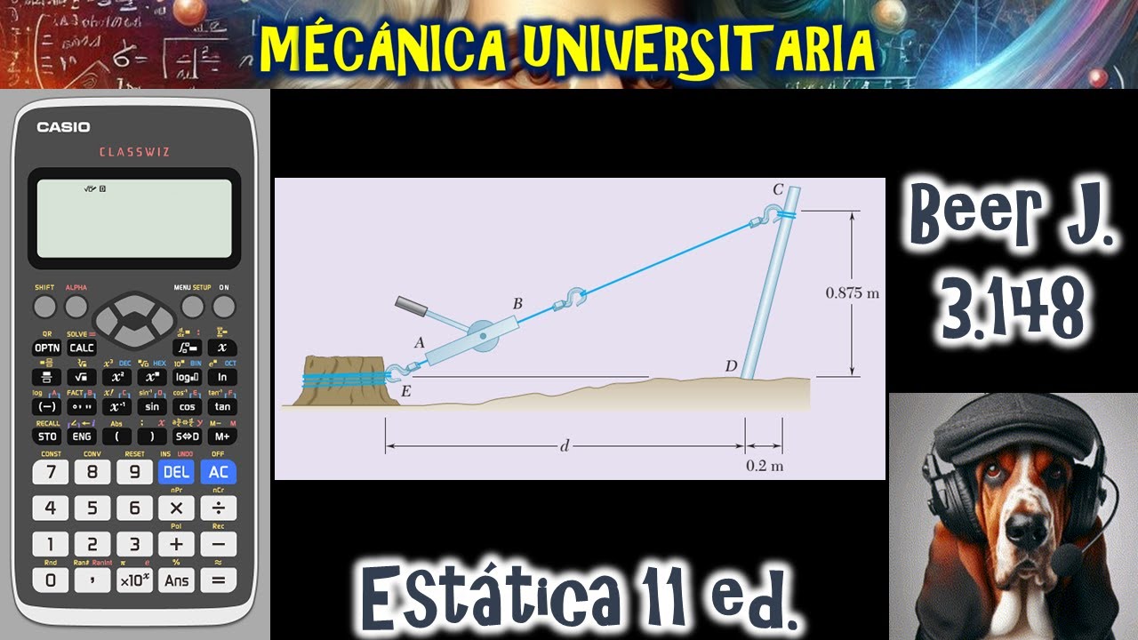 Clases de Estática 3.148 Cuerpos Rígidos. Ejercicios Resueltos. Beer Johnston. 11 edición.
