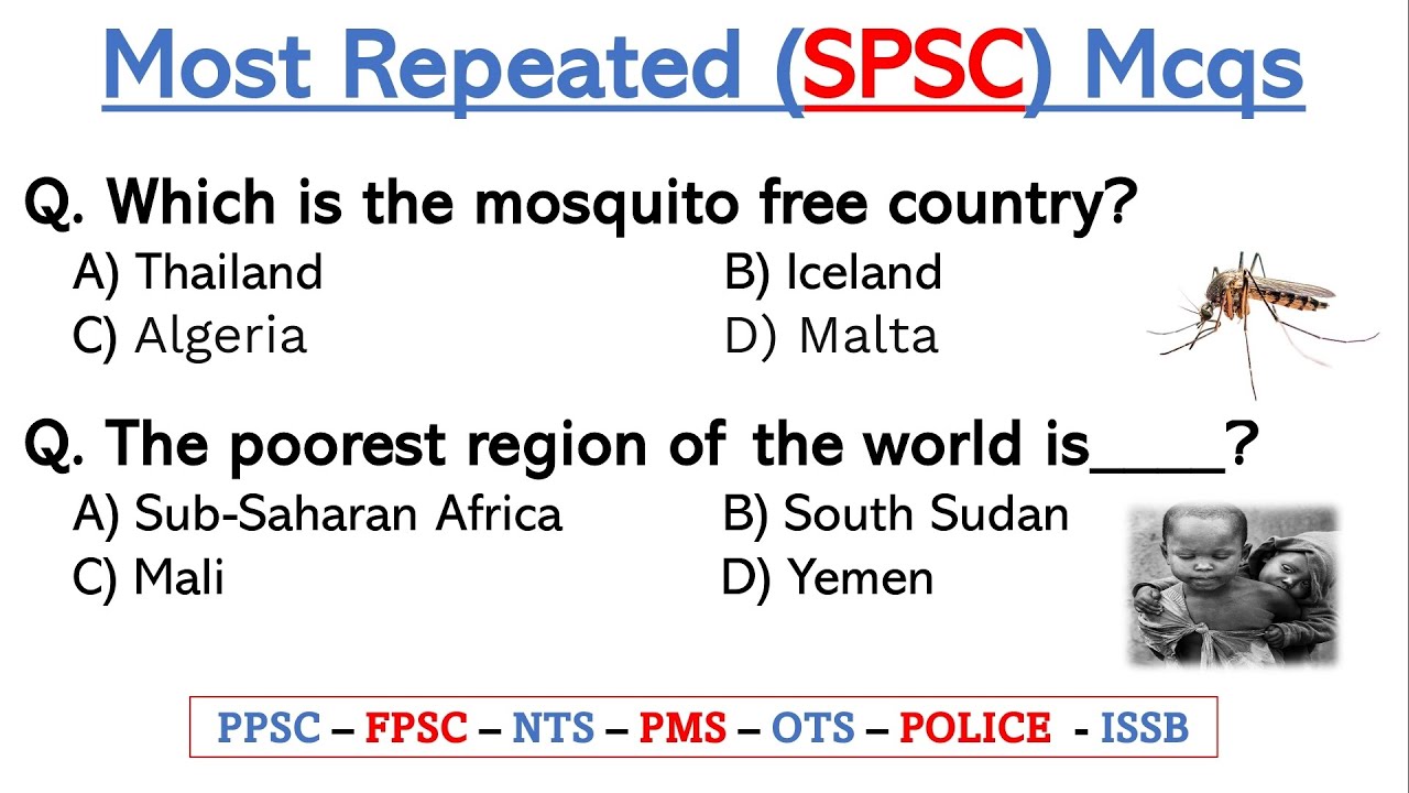 Most Repeated (SPSC) Mcqs from Past Papers || Sindh Public Service Commission Past Papers